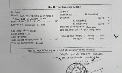 Nhà tập thể nhà A2 , tập thể Công Ty Tư Vấn Xây Dựng Thuỷ Lợi 1, ngay MP ngõ 45 Chùa Bộc