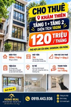CHO THUÊ MẶT BẰNG KHÂM THIÊN – 120 TRIỆU/THÁNG