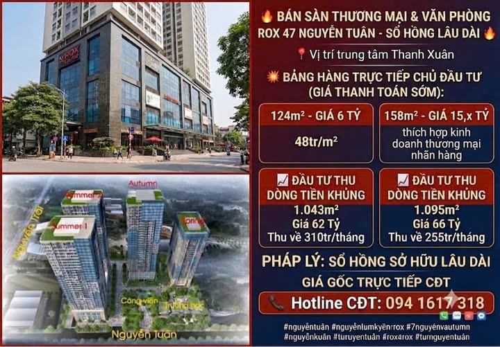 BÁN SÀN THƯƠNG MẠI & VĂN PHÒNG ROX 47 NGUYỄN TUÂN - SỔ HỒNG LÂU DÀI
