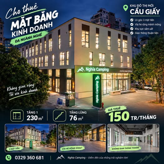 CHO THUÊ MẶT BẰNG GÓC 3 MẶT TIỀN – TRẦN THÁI TÔNG, CẦU GIẤY