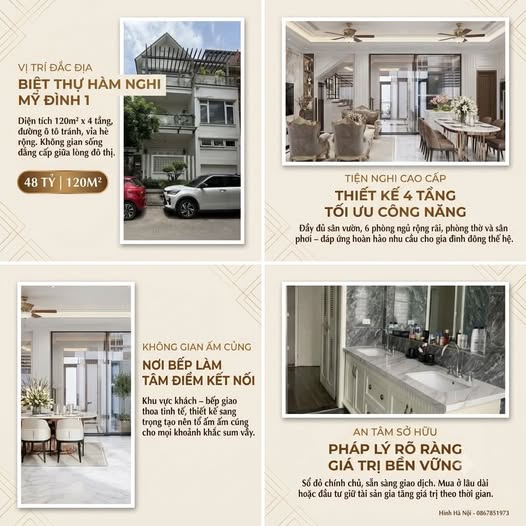 BIỆT THỰ HÀM NGHI – MỸ ĐÌNH 1 | 120M² – 4 TẦNG - HƠN 40 TỶ