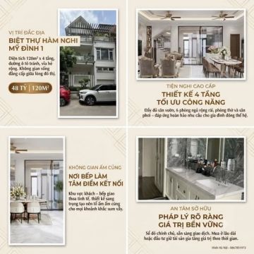 BIỆT THỰ HÀM NGHI – MỸ ĐÌNH 1 | 120M² – 4 TẦNG - HƠN 40 TỶ
