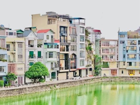 nhà mặt hồ phường Bồ Đề, 130m, MT 6.5m, ôtô tránh, full thổ cư