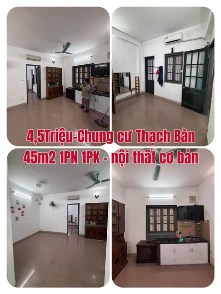 4,5 Triệu - Cho thuê chung cư Thạch Bàn 45m2 - 1PN1PK - gần Aeon LB