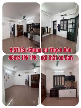 4,5 Triệu - Cho thuê chung cư Thạch Bàn 45m2 - 1PN1PK - gần Aeon LB