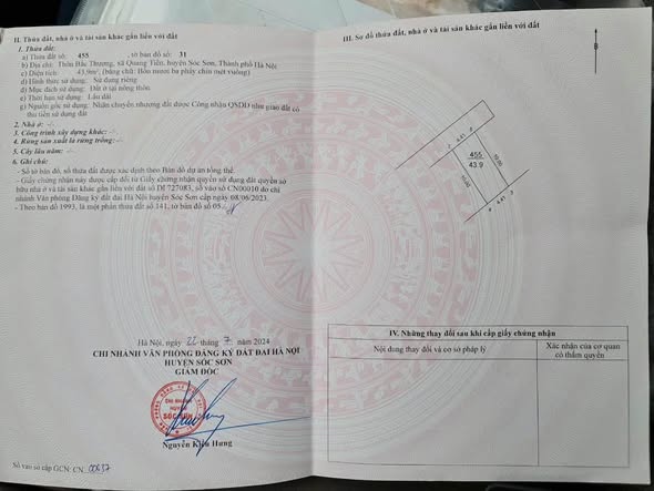 ĐẤT BẮC THƯỢNG/ XÃ NỘI BÀI/ HÀ NỘI