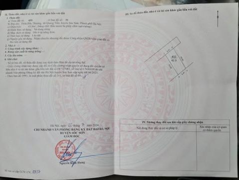 ĐẤT BẮC THƯỢNG/ XÃ NỘI BÀI/ HÀ NỘI