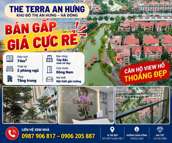 GIÁ CHỈ XẤP XỈ 5 TỶ – BÁN GẤP CĂN HỘ THE TERRA AN HƯNG 74M² – 2 NGỦ, VIEW HỒ ĐẸP!