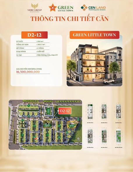 GIÁ CHUYỂN NHƯỢNG: 16,5 TỶ ĐỒNG TẠI GREEN LITTLE TOWN CỔ BI -GIA LÂM.