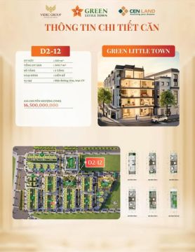 GIÁ CHUYỂN NHƯỢNG: 16,5 TỶ ĐỒNG TẠI GREEN LITTLE TOWN CỔ BI -GIA LÂM.