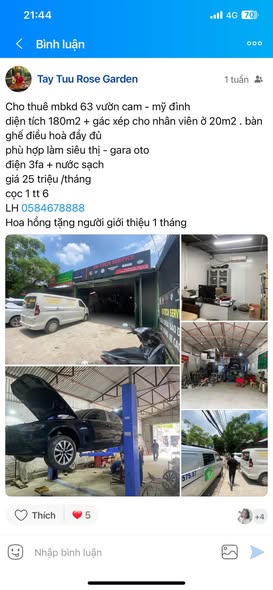 Cho thuê mbkd 63 vườn cam - mỹ đình