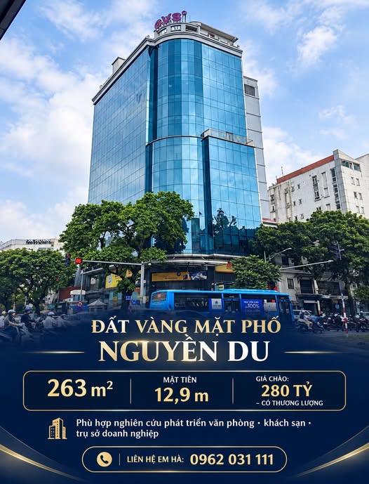 ĐẤT VÀNG NGUYỄN DU – QUỸ ĐẤT LỚN, MẶT TIỀN RỘNG, VỊ TRÍ TRUNG TÂM