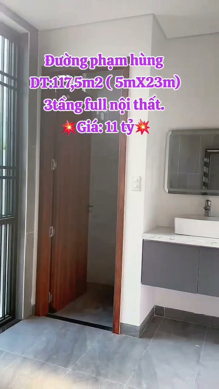NHÀ 3 TẦNG FULL NỘI THẤT, MẶT TIỀN PHẠM HÙNG –DIỆN TÍCH KHỦNG 117,5M2, ĐẠI LỘ THƯƠNG MẠI HÒA XUÂN .