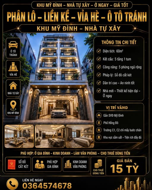 15 tỷ - PHÂN LÔ VỈA HÈ MỸ ĐÌNH
