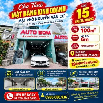 chỉ 15tr / 100m2 / mặt tiền 6m/ kinh doanh