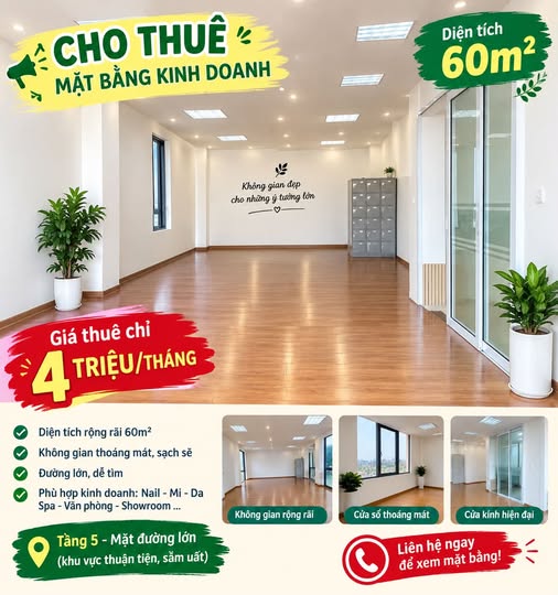 CHO THUÊ MẶT BẰNG 60m² – CHỈ 4 TRIỆU/THÁNG