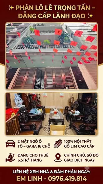 22,5 TỶ | LÊ TRỌNG TẤN — PHÂN LÔ QUÂN ĐỘI • 2 MẶT NGÕ • GARA 16 CHỖ • GỖ LIM + DÒNG TIỀN 6,5TR/THÁNG
