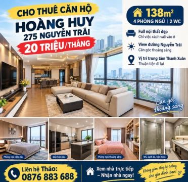 CHO THUÊ CĂN HỘ HOÀNG HUY 275 NGUYỄN TRÃI – 20 TRIỆU/THÁNG