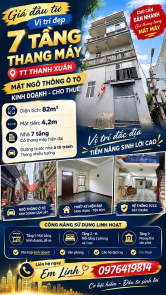 26 TỶ | THANH XUÂN — 82M² • MT 4,2M • 7 TẦNG THANG MÁY • PCCC ĐẠT CHUẨN • GIÁ THƯƠNG LƯỢNG