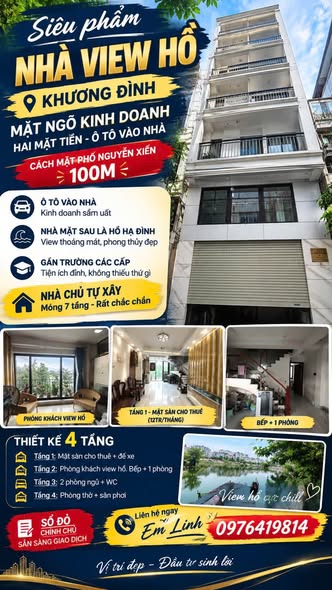 26 TỶ | KHƯƠNG ĐÌNH — 80M² • HAI MẶT TIỀN • VIEW HỒ HẠ ĐÌNH • Ô TÔ VÀO NHÀ • KINH DOANH