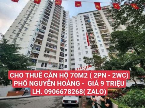 CHO THUÊ CĂN HỘ 70M² PHỐ NGUYỄN HOÀNG – FULL NỘI THẤT – 9 TRIỆU/THÁNG