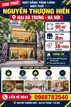 CHO THUÊ MẶT BẰNG TẦNG LỬNG MẶT PHỐ NGUYỄN THƯỢNG HIỀN – HAI BÀ TRƯNG, HÀ NỘI