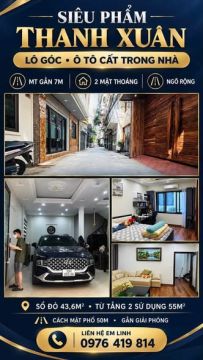SIÊU PHẨM THANH XUÂN – LÔ GÓC, MẶT TIỀN GẦN 7M – Ô TÔ CẤT TRONG NHÀ