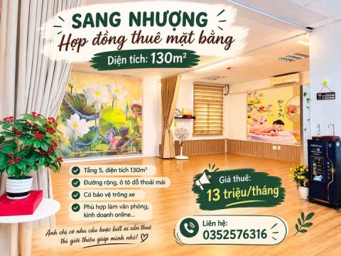 SANG NHƯỢNG HỢP ĐỒNG THUÊ MẶT BẰNG  tại Mỹ Đình – 130M²