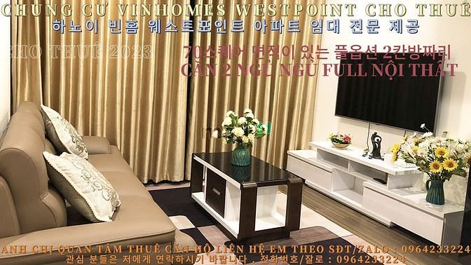 (Chung Cư Vinhomes West Point Số 1 Đỗ Đức Dục) Cho Thuê Căn 2 Ngủ Full