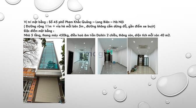 Cho thuê nhà 5 tầng thang máy mặt phố Long Biên - Hà Nội