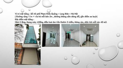 Cho thuê nhà 5 tầng thang máy mặt phố Long Biên - Hà Nội