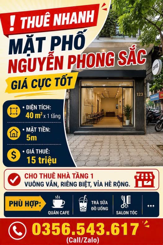 THUÊ NHANH - MẶT PHỐ NGUYỄN PHONG SẮC giá cực tốt