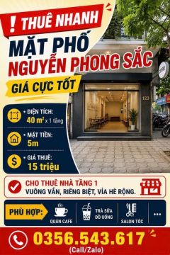 THUÊ NHANH - MẶT PHỐ NGUYỄN PHONG SẮC giá cực tốt
