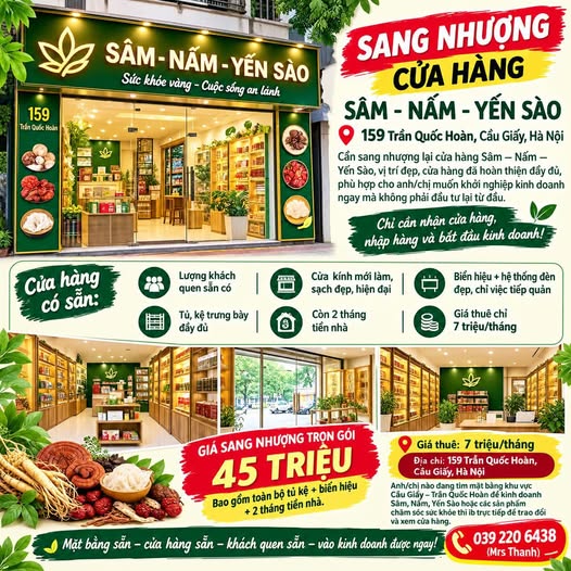 SANG NHƯỢNG CỬA HÀNG SÂM – NẤM – YẾN SÀO