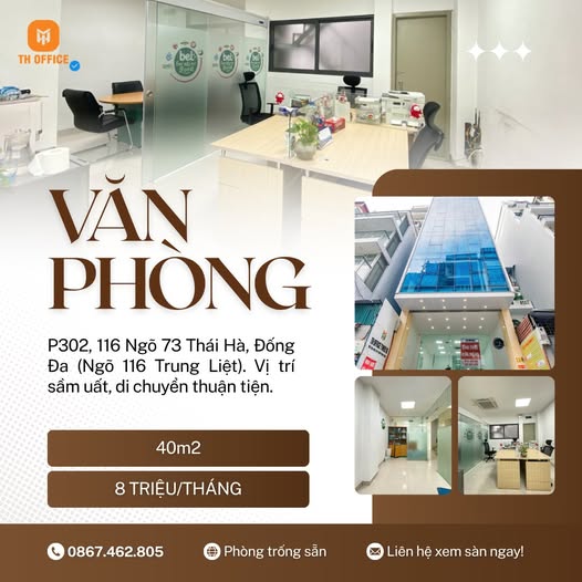 **CHỐT LẸ VĂN PHÒNG THÁI HÀ 40M2 - GIÁ CHỈ 8 TR/THÁNG**